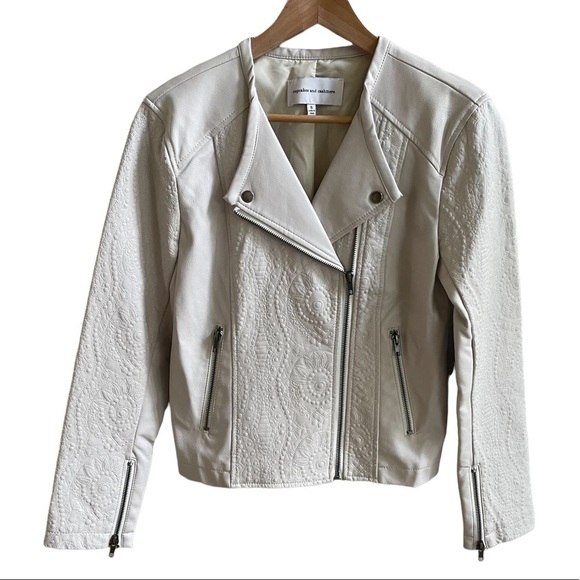 Cupcake and Cashmere White Faux Leather Moto Jacket Size: S - Picture 11 of 11
